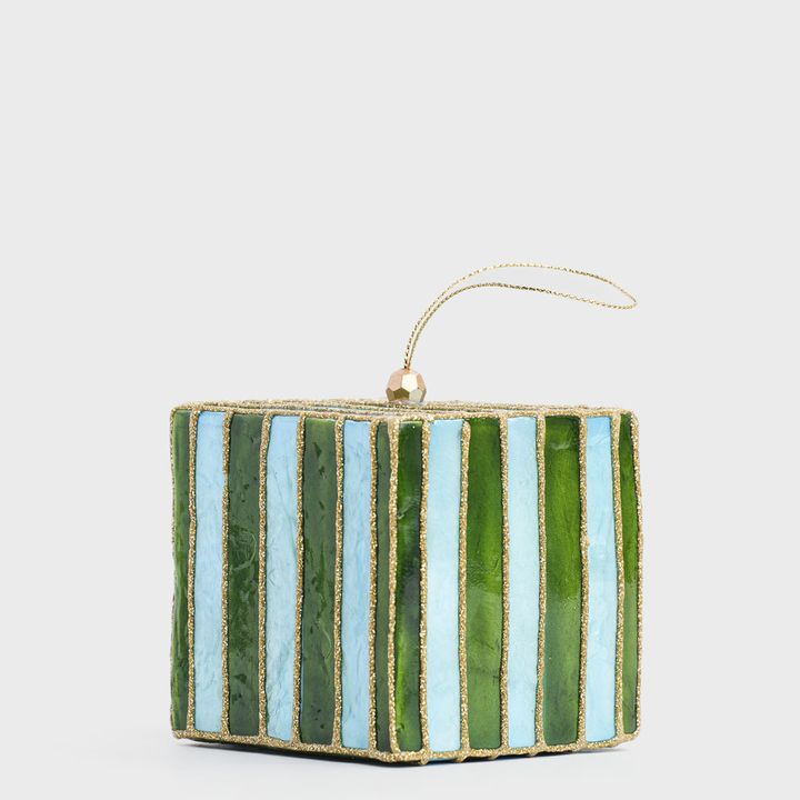 Stripe Capiz Tree Decoration Blue & Green