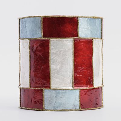Checker Capiz Stripe Drum Red & Blue