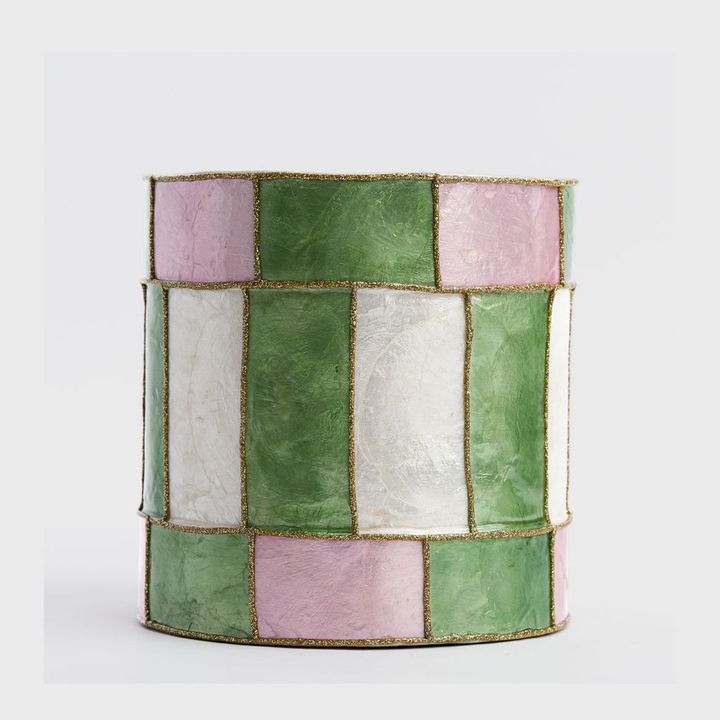 Checker Capiz Stripe Drum Pink & Green