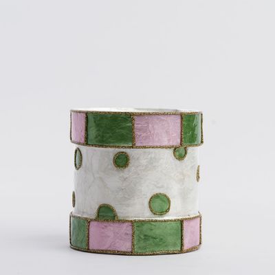 Checker Capiz Dot Drum Pink & Green