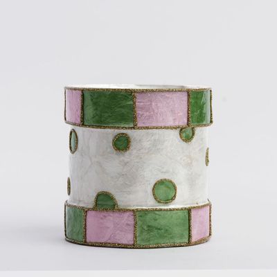 Checker Capiz Dot Drum Pink & Green