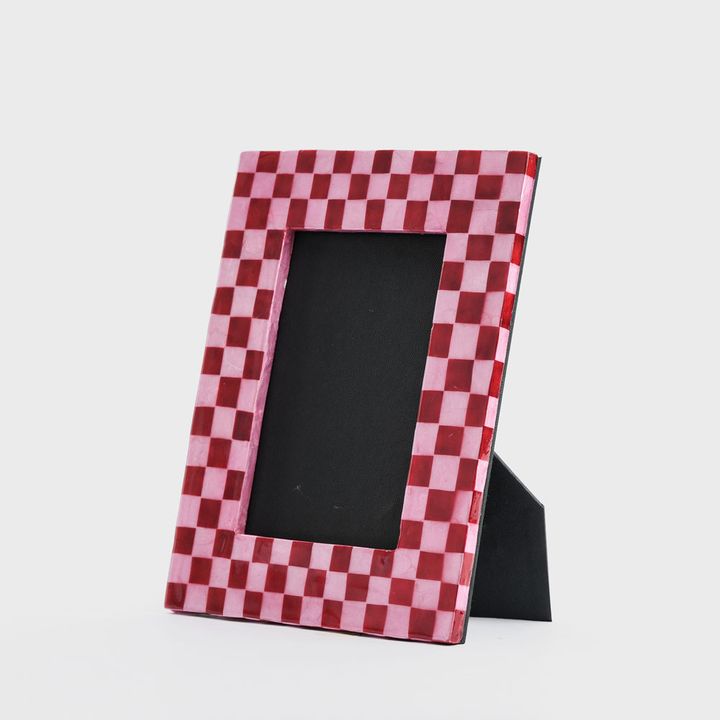 Checker Photo Frame Red & Pink Sml