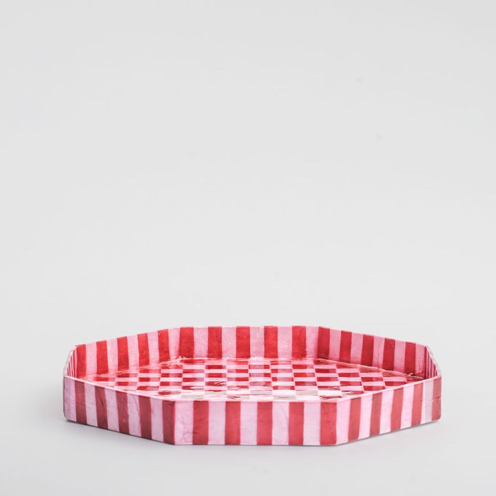 Checker Tray Red & Pink Large