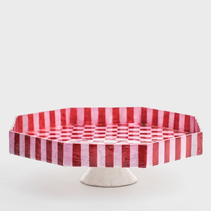 Checker Cake Stand Red & Pink Large