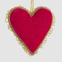 Beaded Bow Heart Decoration Fuchsia