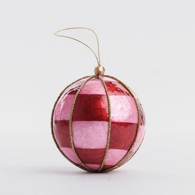 Squared Capiz Hand Painted Bauble Pink & Red
