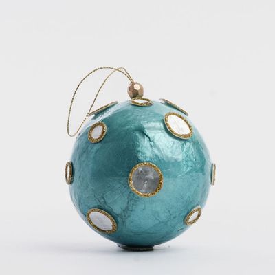 Dotty Hand Painted Capiz Bauble Green
