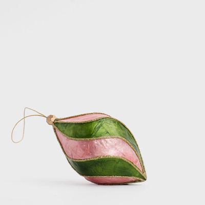 Twirl Handpainted Capiz Decoration Pink & Green
