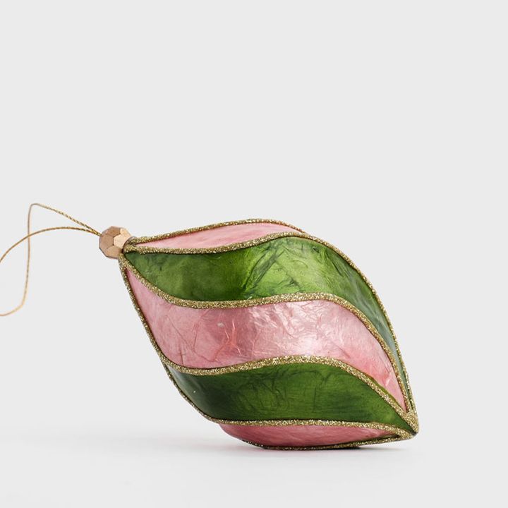 Twirl Handpainted Capiz Decoration Pink & Green