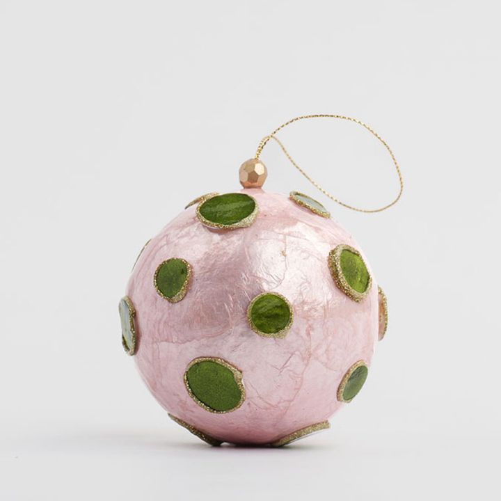 Dotty Hand Painted Capiz Bauble Pink