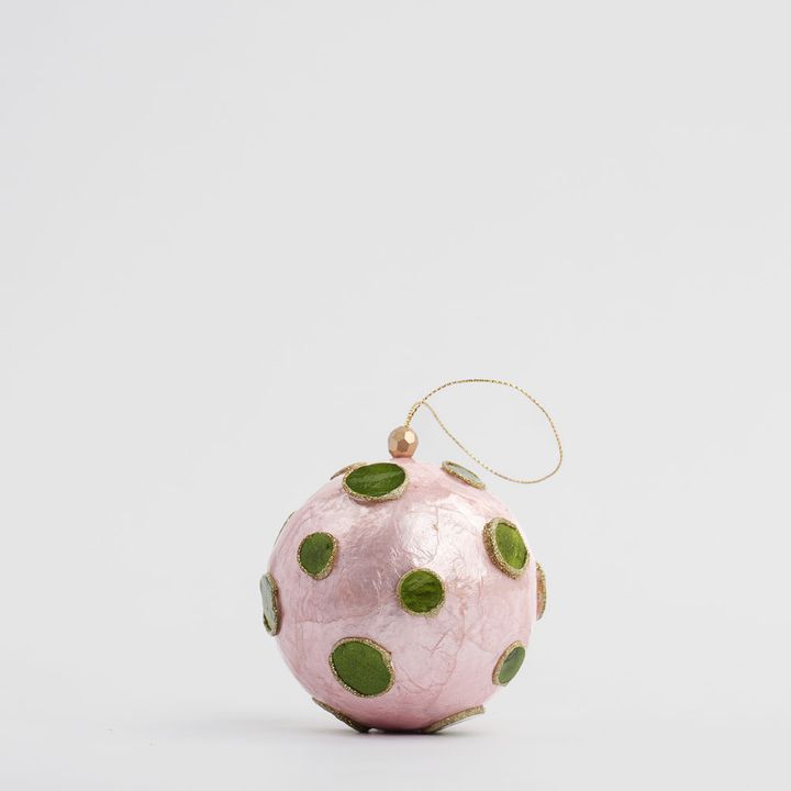 Dotty Hand Painted Capiz Bauble Pink