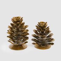 Antiqued Metal Pinecone Candle Stand Large