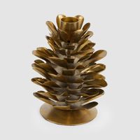Antiqued Metal Pinecone Candle Stand Large