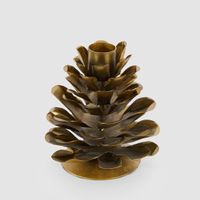 Antiqued Metal Pinecone Candle Stand Small