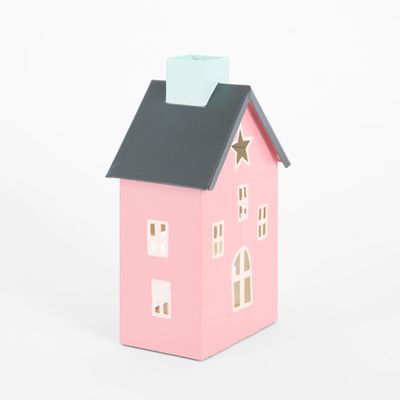 Hand Painted Metal Pink Cottage