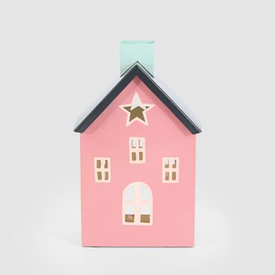 Hand Painted Metal Pink Cottage