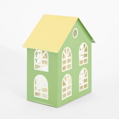 Hand Painted Metal Green Village House