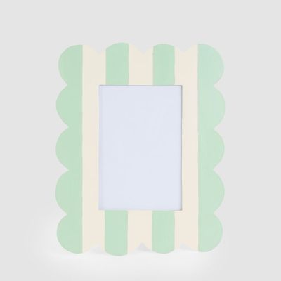 Ciao Bella Scalloped Photo Frame Green & White