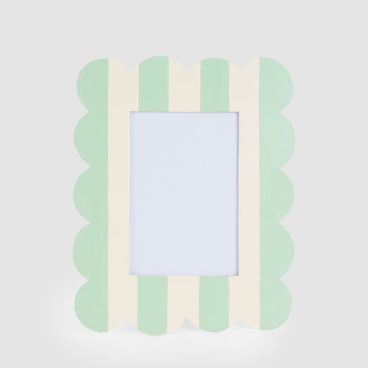 Ciao Bella Scalloped Photo Frame Green & White