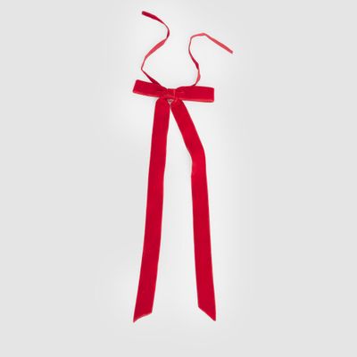 Velvet Tie On Bow Red - Set of 8 pcs