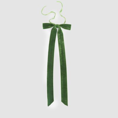 Velvet Tie On Bow Green - Set of 8 pcs