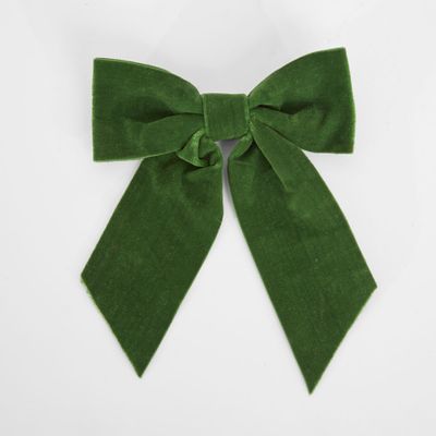 Velvet Clip On Bow Small Green