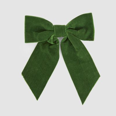 Velvet Clip On Bow Small Green