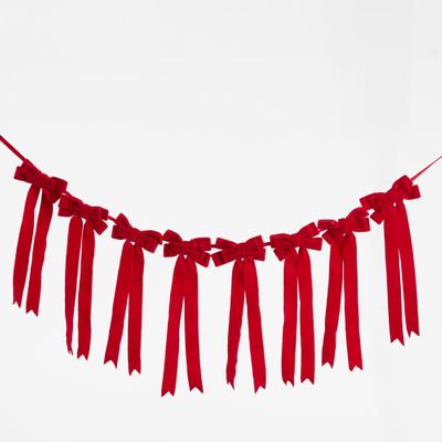 Scarlet Velvet Bow Garland Red