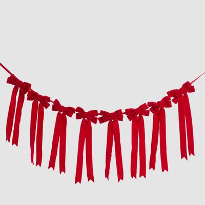 Scarlet Velvet Bow Garland Red