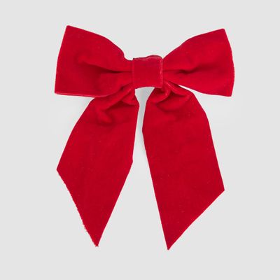 Velvet Clip On Bow Small Red