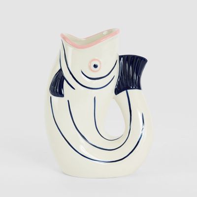 Nautical Ceramic Fish Vase Pink Lips
