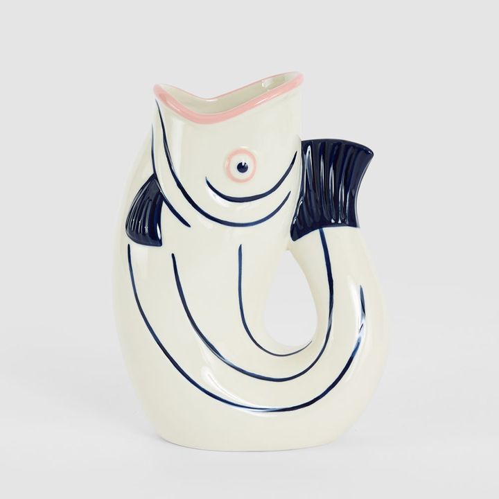 Nautical Ceramic Fish Vase Pink Lips