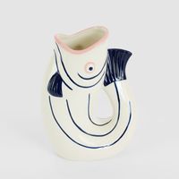 Nautical Ceramic Fish Vase Pink Lips