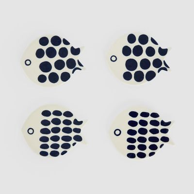 Nautical Ceramic Fish Coasters Set of 4