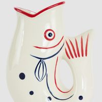 Nautical Ceramic Fish Vase Red Lips