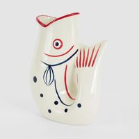 Nautical Ceramic Fish Vase Red Lips