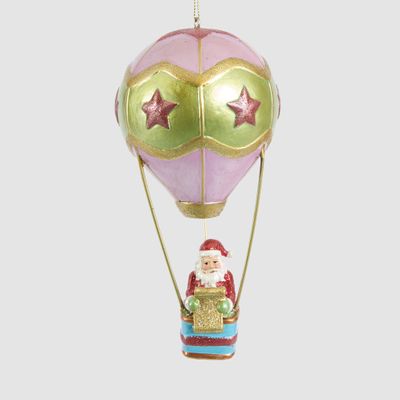Metallic Hot Air Balloon Santa List Decoration