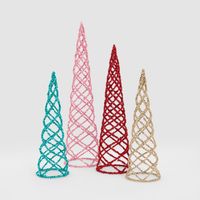 Swirling Tinsel Cone Tree Red