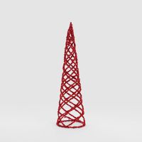 Swirling Tinsel Cone Tree Red