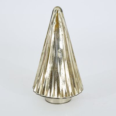 Ridged Glass Cone Tree Gold Large