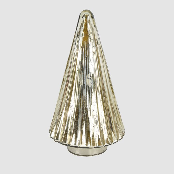 Ridged Glass Cone Tree Gold Large