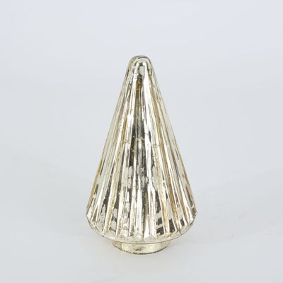 Ridged Glass Cone Tree Gold Small