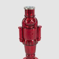 Glass Nutcracker Candle Stand Red