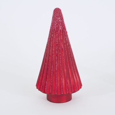 Red Glass & Bead Cone Tree Small