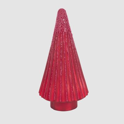 Red Glass & Bead Cone Tree Small