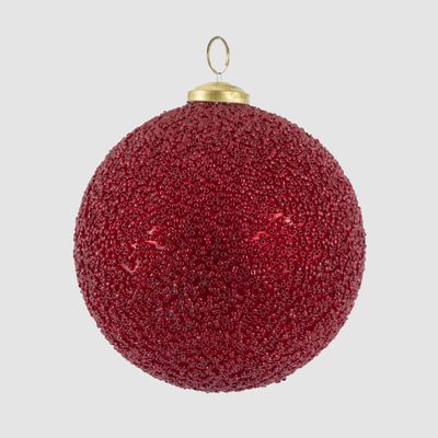 Scarlet Beaded Glass Bauble Small