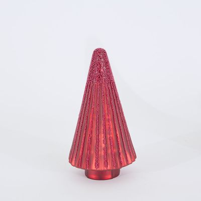 Red Glass & Bead Cone Tree Large