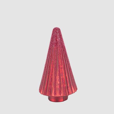 Red Glass & Bead Cone Tree Large