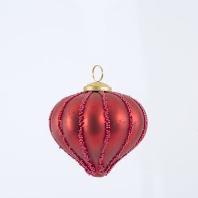 Red Glass & Fuchia Bead Hanging Decoration