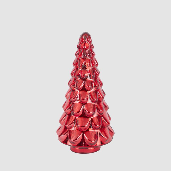 Layered Glass Cone Tree Small Red